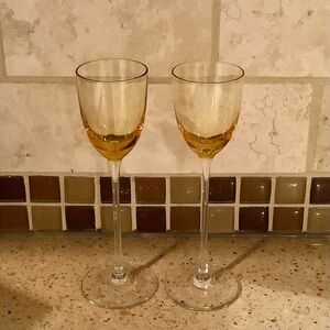 Beautiful Amber Stemmed Cordial Glasses